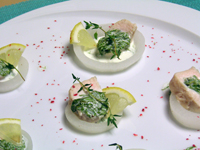 鶏ささみの青のりクリームソース