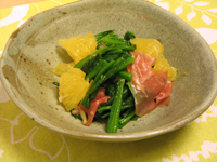 生ハムとほうれん草の和え物