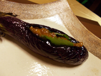 秋なすの肉みそはさみ