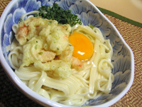エビ天釜玉うどん