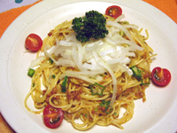 納豆とオクラの冷製パスタ