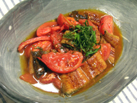 うなぎとトマトのポン酢炒め
